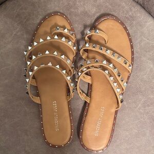 Sincerely Jules Brown Studded Sandals